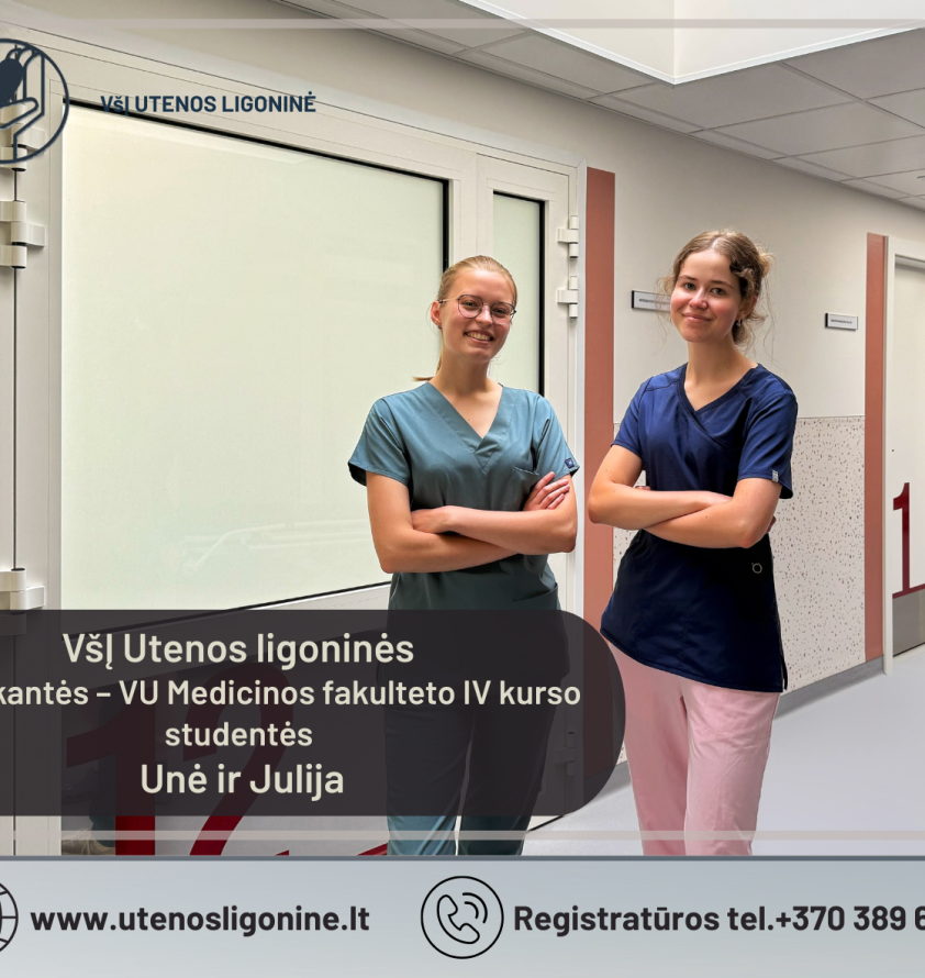 VU Medicinos fakulteto medicinos studijų programos praktikantės Julija ir Unė