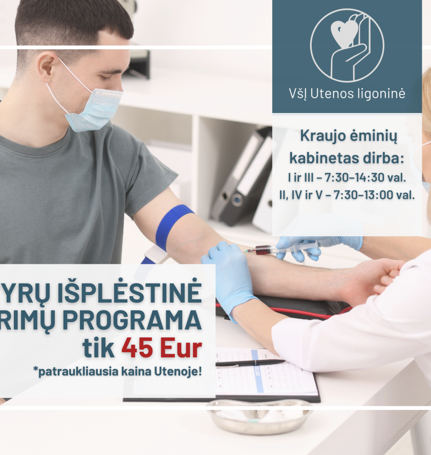 VYRŲ IŠPLĖSTINĖ TYRIMŲ PROGRAMA tik 45Eur