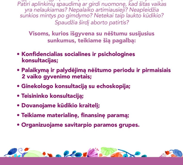 Dalijamės svarbia informacija iš VšĮ „Krizinio nėštumo centro“