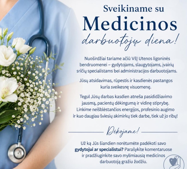 Sveikiname su Medicinos darbuotojų diena!