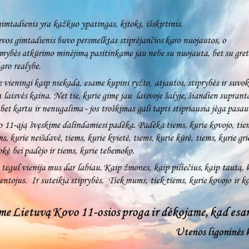 Sveikiname Lietuvą Kovo 11-osios proga ir dėkojame kad esame laisvi